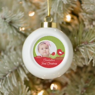 Boule En Céramique Bébé oiseau premier Noël de bébé photo
