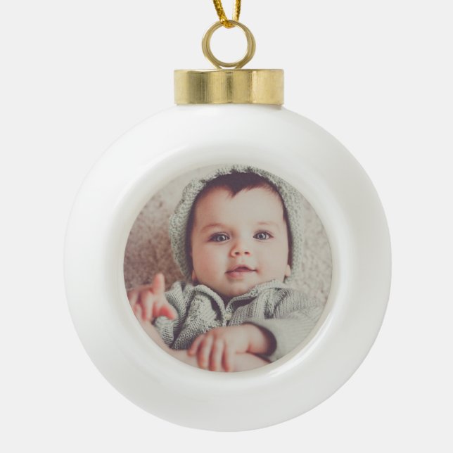 Boule En Céramique Bébé Photo Arrondi Boule Ornament (Devant)