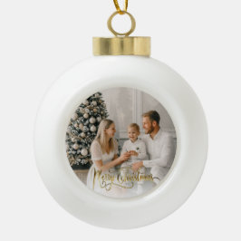 Boule En Céramique Bénédictions de Noël Elégant Carte photo de vacanc