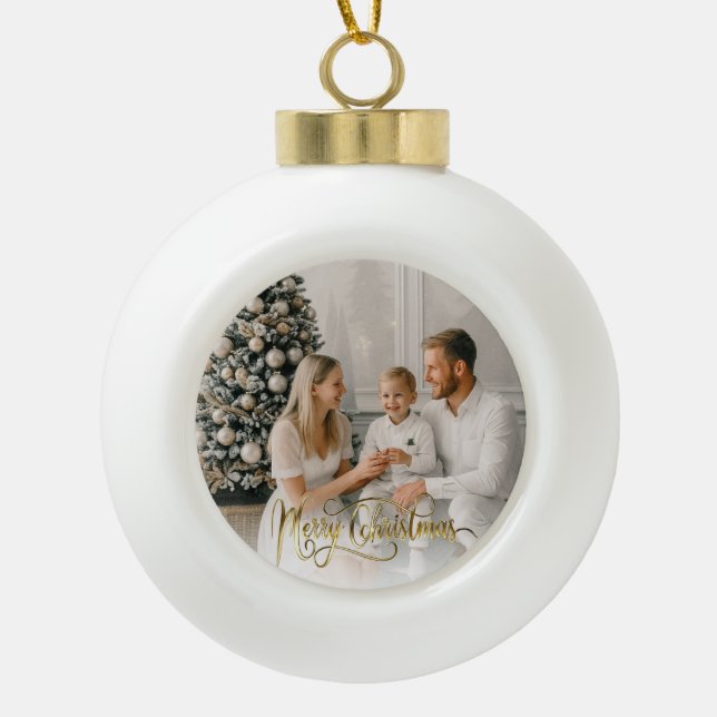 Boule En Céramique Bénédictions de Noël Elégant Carte photo de vacanc (Devant)
