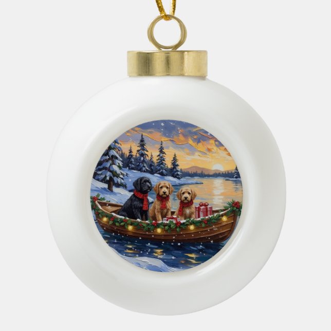 Boule En Céramique Bernedoodle Christmas Boat Holiday (Devant)