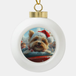 Boule En Céramique Biewer Terrier Dog Roller Dessous de verre Noël