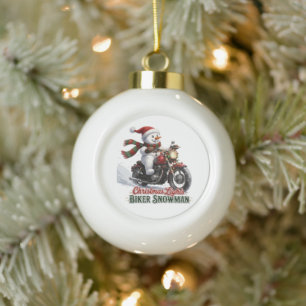 Boule En Céramique Biker Snowman Lumières de Noël