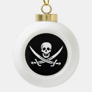 Boule En Céramique Blanc, Drapeau Pirate Calico Jack, Crâne & Cutlass