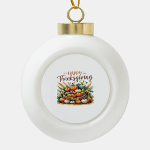 Boule En Céramique Bon thanksgiving - Panier de récolte avec Citrouil