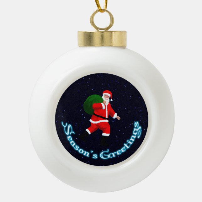 Boule En Céramique Bonnes Fêtes - Père Noël (Devant)