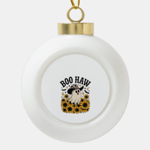 Boule En Céramique Boo Haw Vache Fantôme Western Halloween