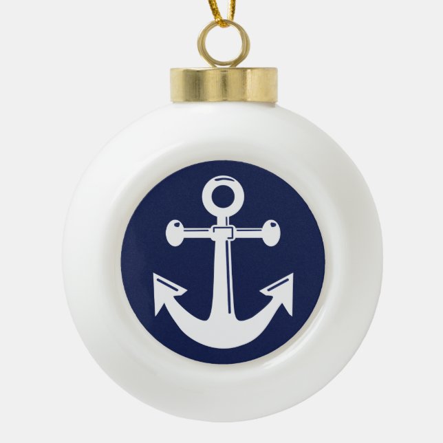 Boule En Céramique Boule d'ornements de Noël nautique (Devant)