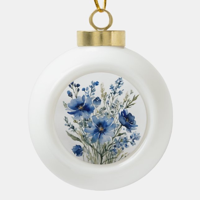 Boule En Céramique Bouquet de fleurs Elégante aquarelle (Devant)