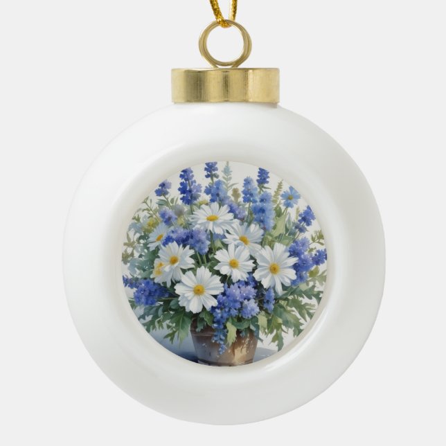 Boule En Céramique Bouquet de fleurs Elégante aquarelle (Devant)