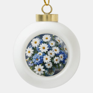Boule En Céramique Bouquet de fleurs Élégantes marguerites Aquarelle