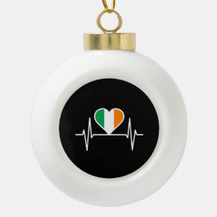 Boule En Céramique Bouton de coeur du drapeau irlandais