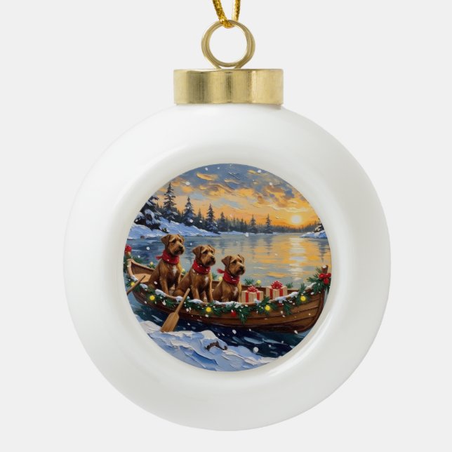 Boule En Céramique Bouvier des Flandres Christmas Boat Holiday (Devant)