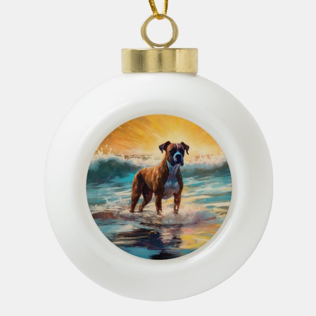 Boule En Céramique Boxer Beach Surfing Peinture (Devant)