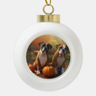 Boule En Céramique Boxer chiot automne délice citrouille