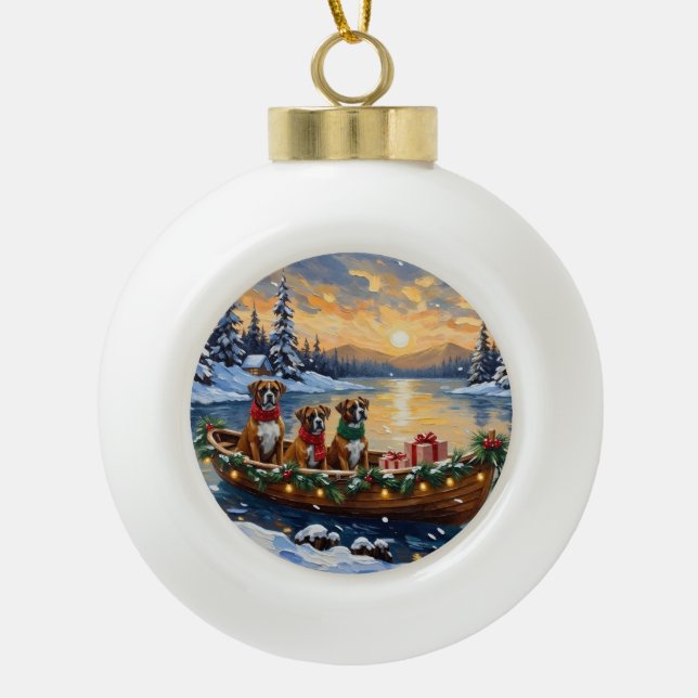 Boule En Céramique Boxer Christmas Boat Holiday (Devant)