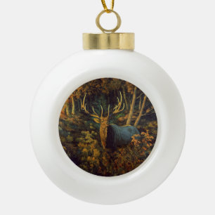 Boule En Céramique Bull Elk dans la forêt d'automne