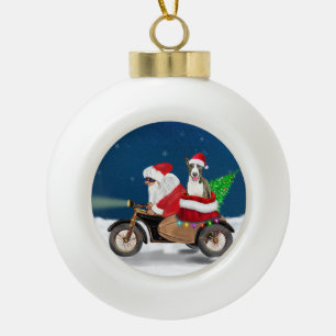 Boule En Céramique Bull Terrier Chien Noël Père Noël
