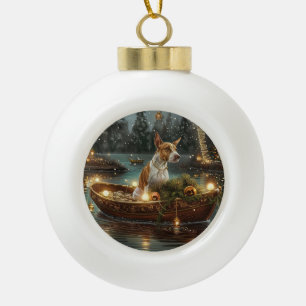 Boule En Céramique Bull Terrier Noël Festive Voyage