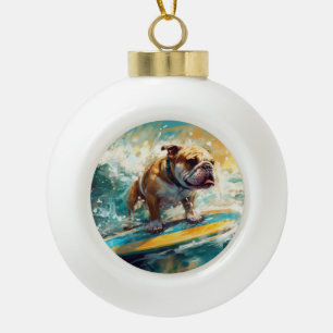Boule En Céramique Bulldog Beach Surf Peinture
