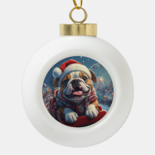 Boule En Céramique Bulldog Roller Dessous de verre Noël