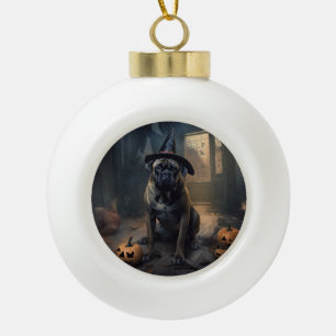 Boule En Céramique Bullmastiff Citrouilles Halloween effrayant