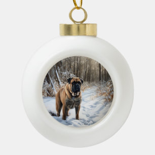 Boule En Céramique Bullmastiff Qu'il neige Noël