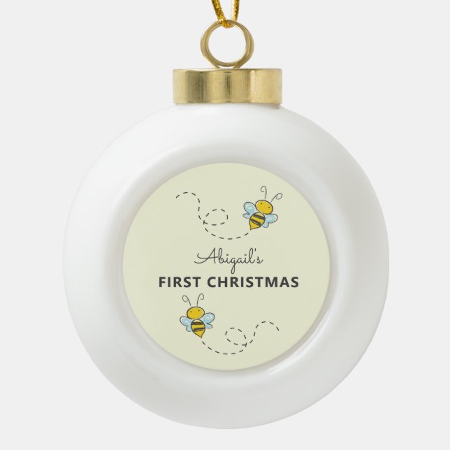 Boule En Céramique Bumble Bee Custom Premier Noël (Devant)