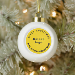Boule En Céramique Business Noël jaune sur blanc