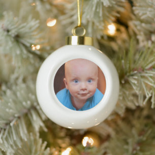 Boule En Céramique Cadeau de Noël Photo de famille personnalisée