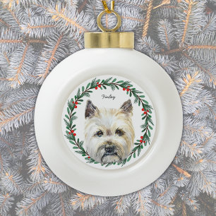 Boule En Céramique Cairn Terrier Chien Guirlande de Fêtes Personnalis