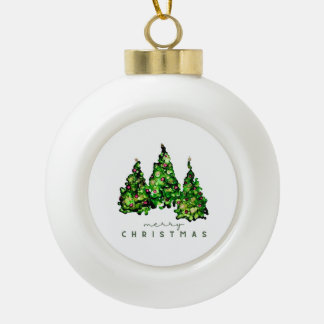 Boule En Céramique Carte de Noël arbre de Noël en encre alcoolique