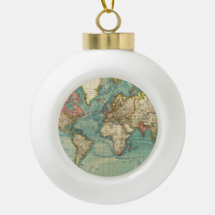 Boule En Céramique Carte du monde vintage