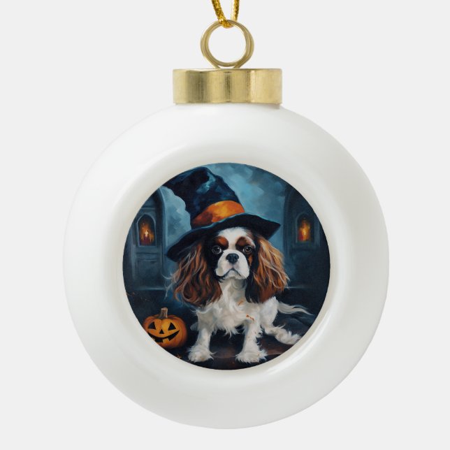 Boule En Céramique Cavalier King Citrouilles Halloween effrayant (Devant)