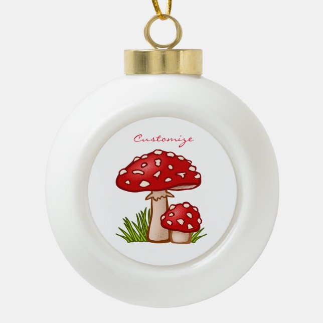 Boule En Céramique Champignons Amanita Rouge Thunder_Cove (Devant)
