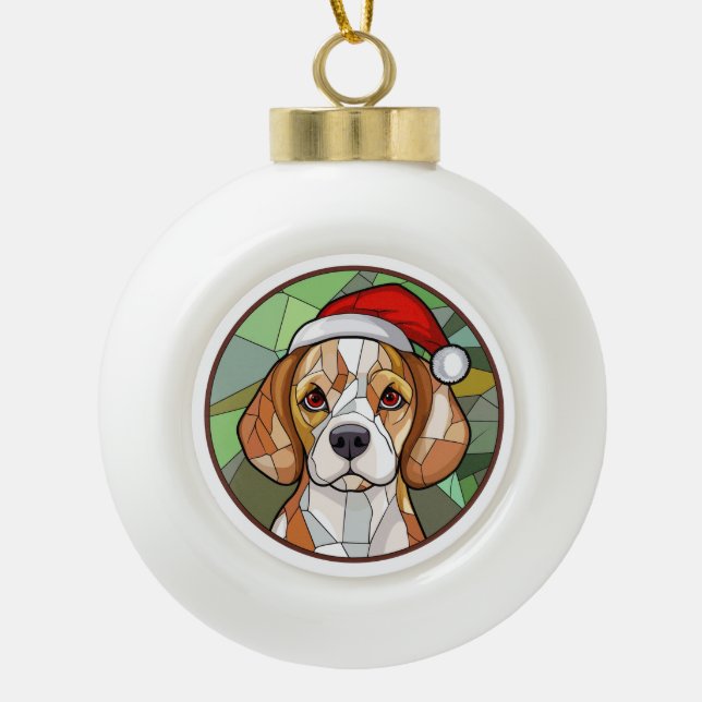 Boule En Céramique Charming Canine Cheer : Noël à thème Beagle (Devant)