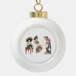 Boule En Céramique Charming Victorian Children and Dog Collector