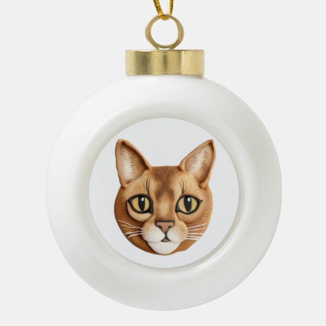 Boule En Céramique Chat abyssinien 3D inspiré (Devant)