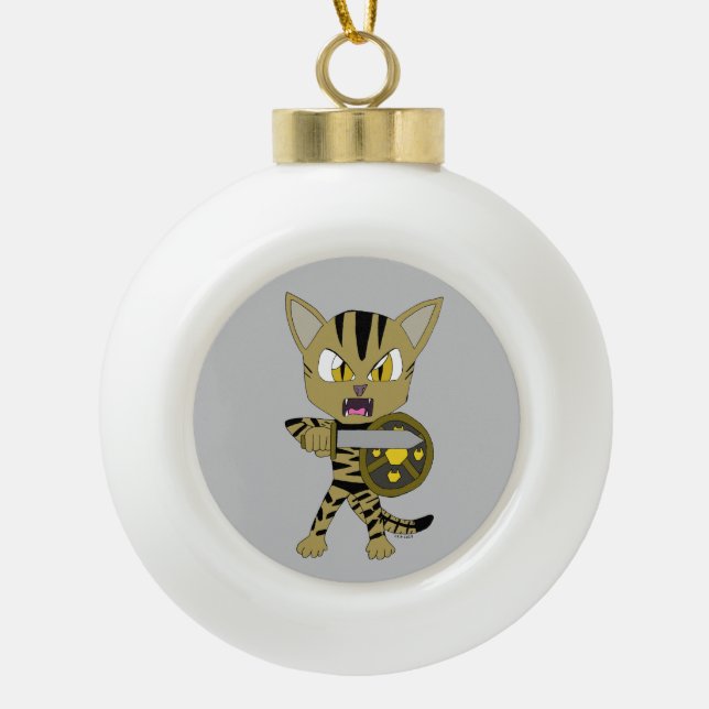 Boule En Céramique Chat guerrier Chibi (Devant)