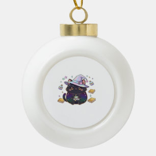 Boule En Céramique Chat introverti magique Chapeau de sorcière pastel