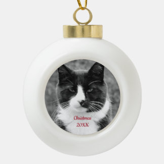 Boule En Céramique Chat noir et blanc personnalisable