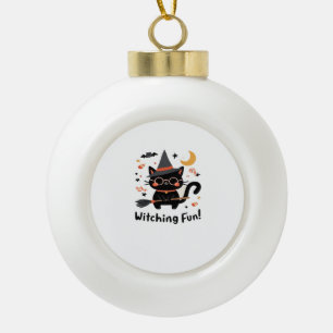 Boule En Céramique Chat noir sorcier amusant avec chambre - Jolie Hal