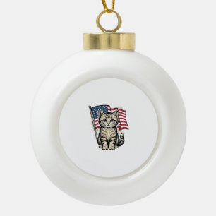 Boule En Céramique Chat patriotique avec drapeau américain vecteur vi