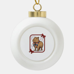 Boule En Céramique Chemise à nœud papillon capybara patriotique vinta