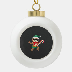 Boule En Céramique Chemise de Noël Paresseux Elfe Menthe Bonbon Cane