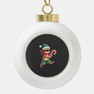 Boule En Céramique Chemise de Noël Paresseux Elfe Menthe Bonbon Cane
