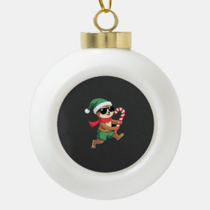 Boule En Céramique Chemise de Noël Paresseux Elfe Menthe Bonbon Cane