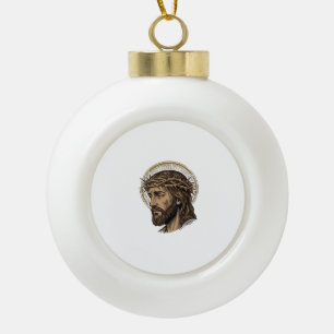 Boule En Céramique Chemise de portrait de couronne d'épines gravée vi