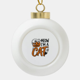Boule En Céramique Chemise de typographie de citrouille de chat drôle