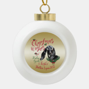 Boule En Céramique CHÈQUE   Noël Voeux Bébé Chèvre Baisers Nubian